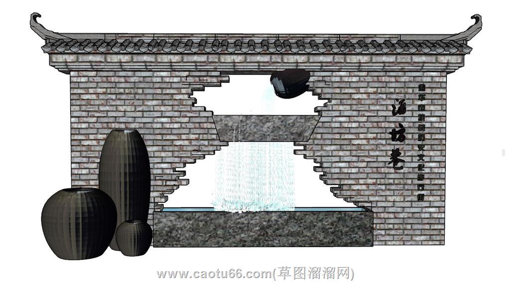 中式景墙酒文化SU模型
