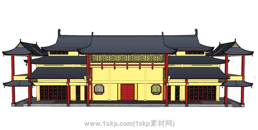 中式寺庙建筑SU模型