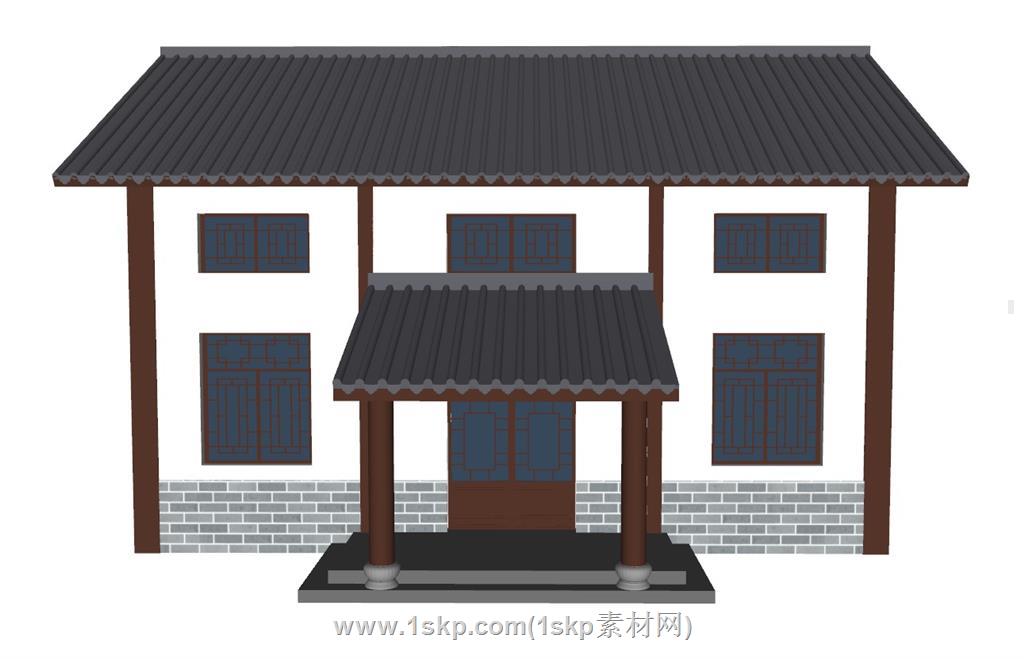 中式民房民宿SU模型