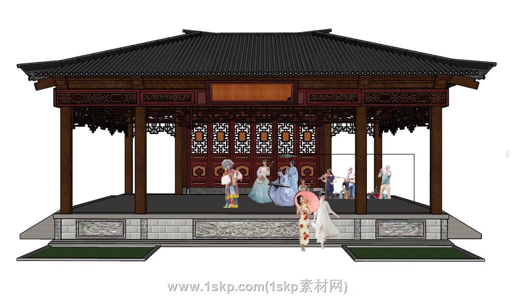 古建戏台SU模型
