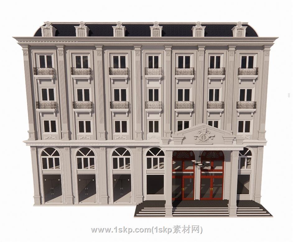 欧式酒店立面SU模型