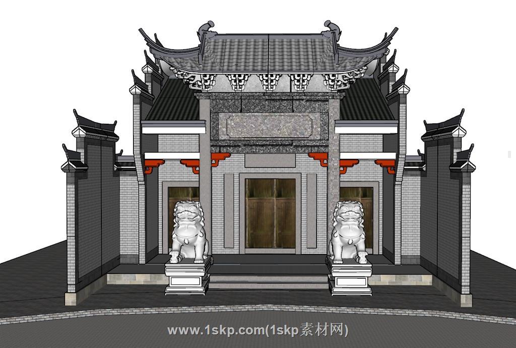中式古建祠堂SU模型