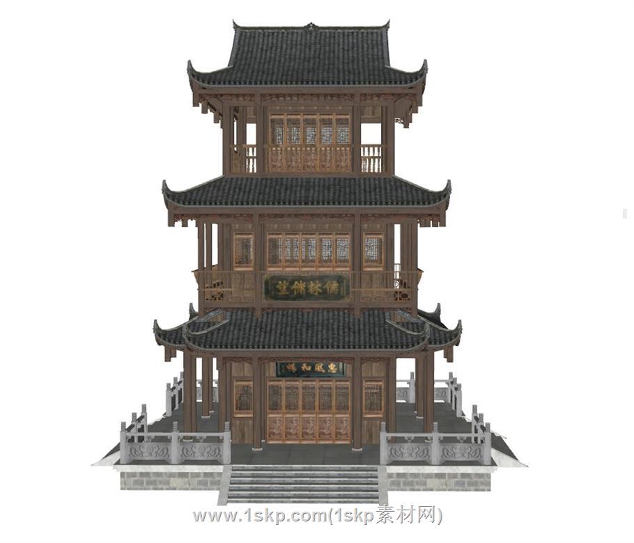 中式古建阁楼SU模型