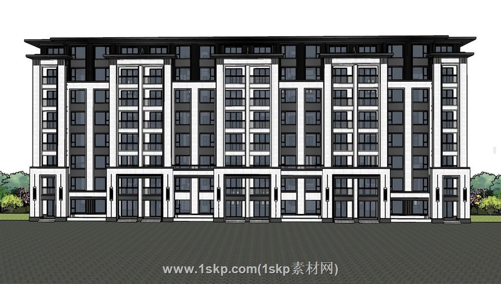 中式别墅建筑SU模型