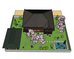 日式古建筑住宅SU模型