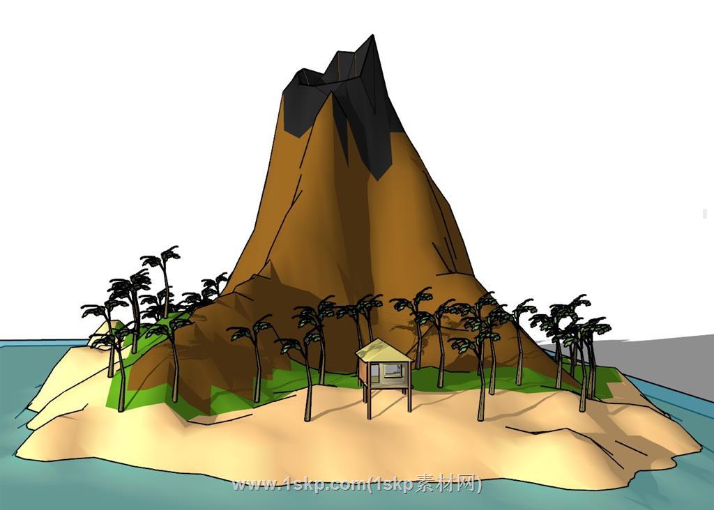 火山小岛山SU模型