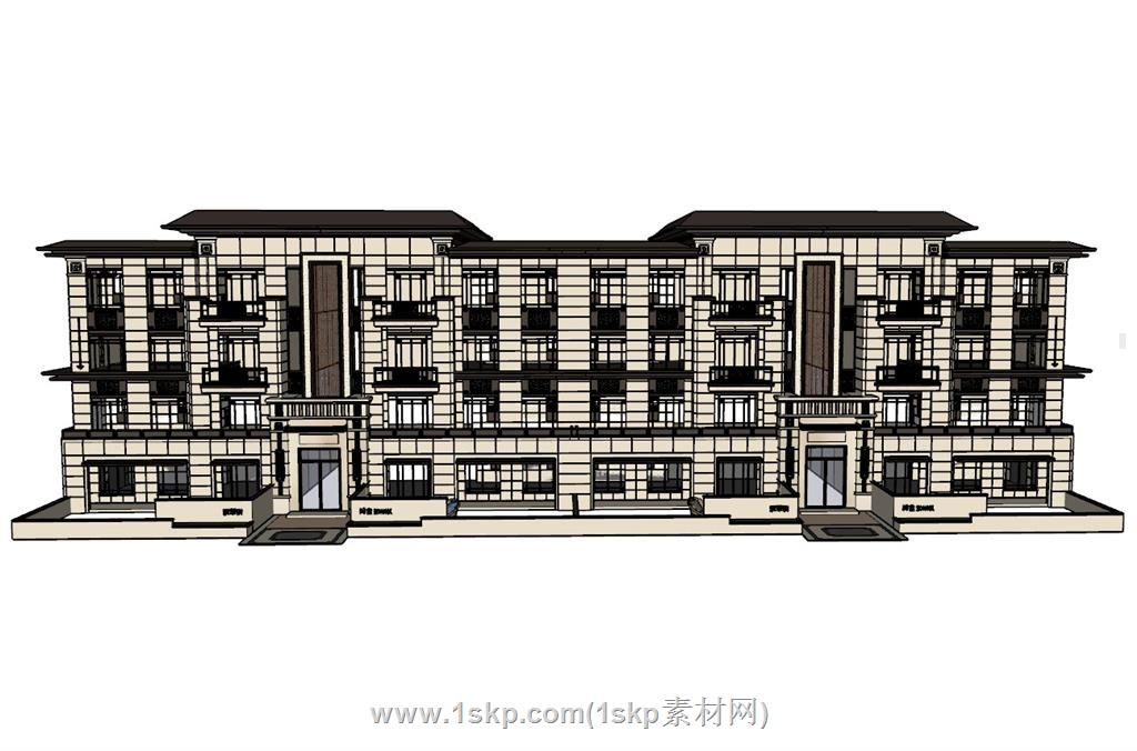 新中式联排别墅SU模型