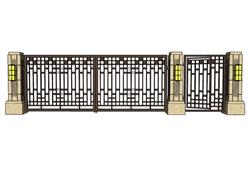 新中式铁艺门SU模型