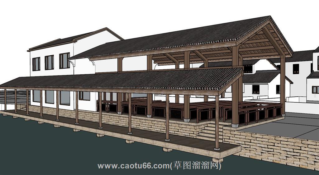 农庄山庄屋檐SU模型