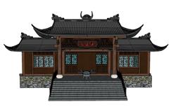 中式古建龙王庙SU模型