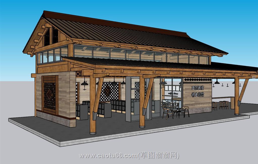民宿餐厅建筑SU模型
