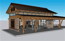 民宿餐厅建筑SU模型 免费sketchup模型下载
