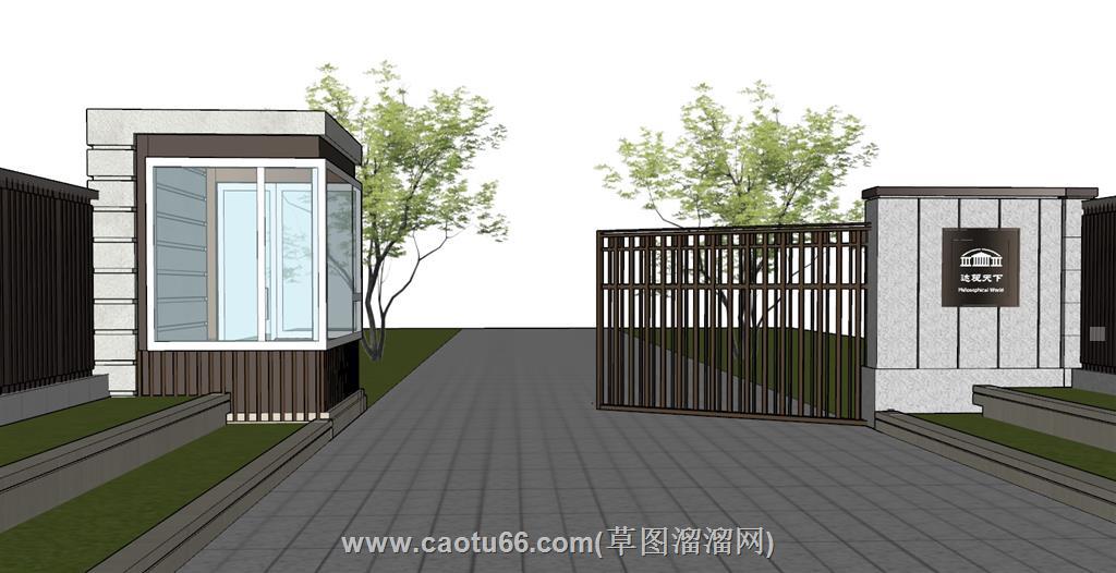 保安亭门卫大门SU模型