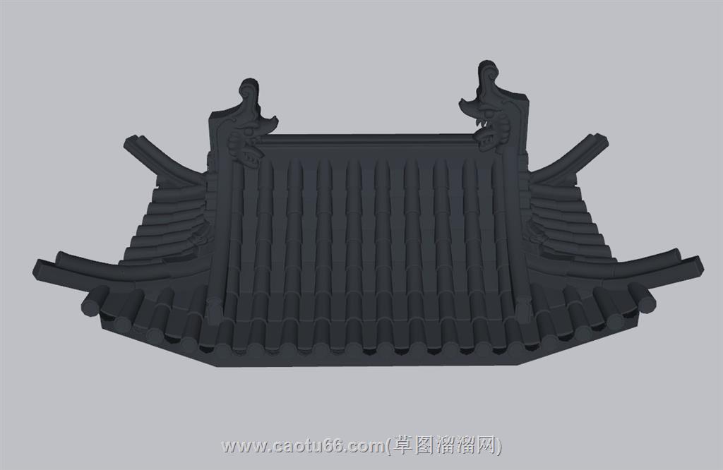 屋檐瓦顶瓦片SU模型