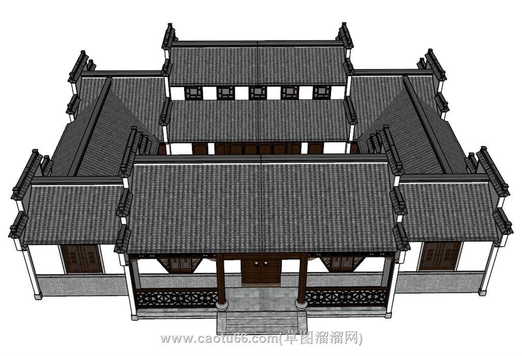 中式合院建筑SU模型