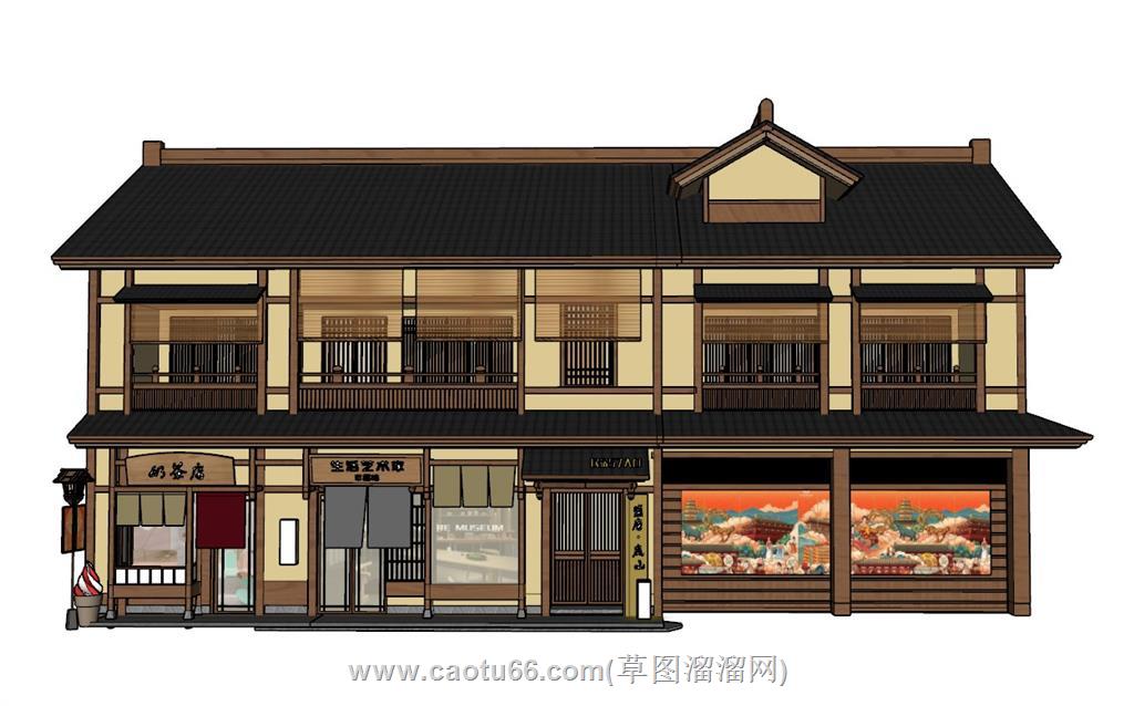 日式建筑店铺SU模型
