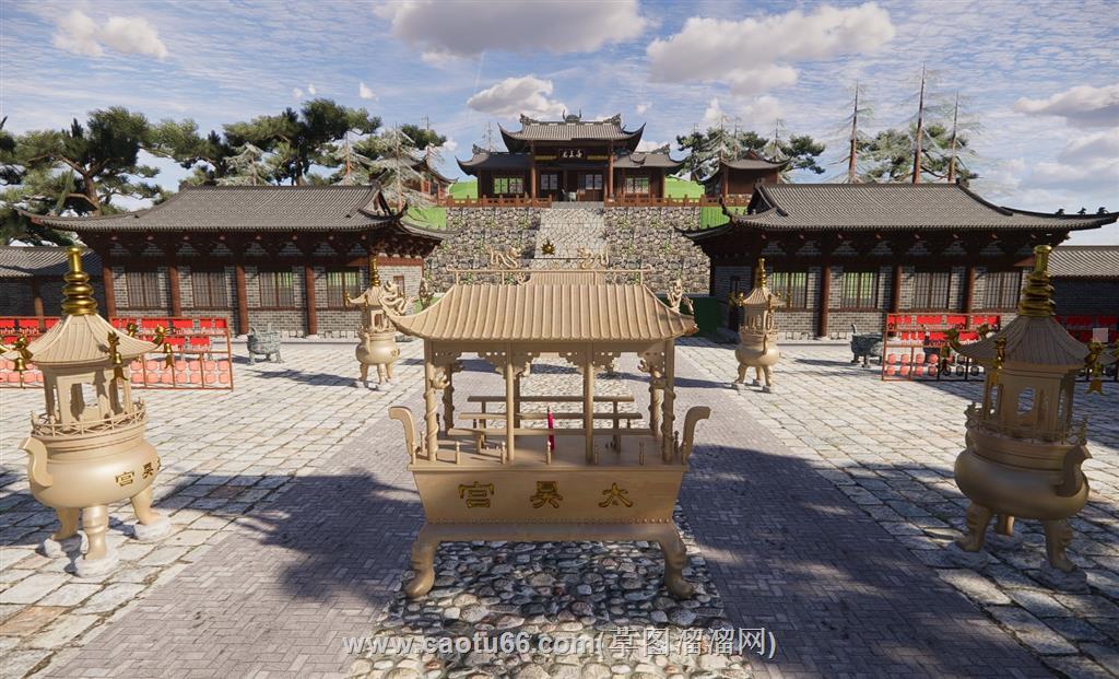 中式古建寺庙SU模型