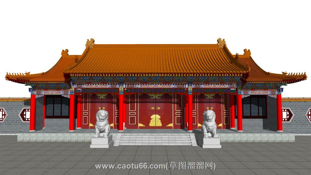 中式仿古大门SU模型