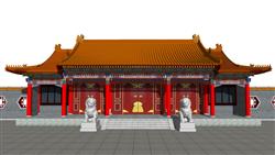 中式仿古大门SU模型