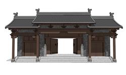 中式大门入口SU模型