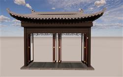 中式屋檐门头SU模型
