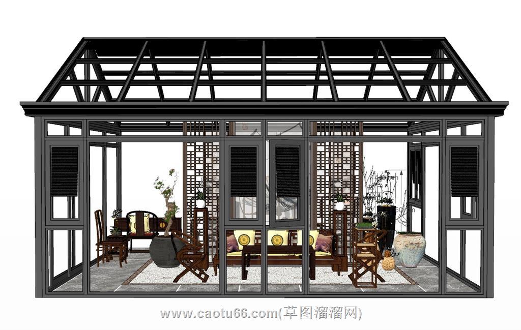 玻璃阳光房花房SU模型