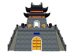 城门城楼SU模型