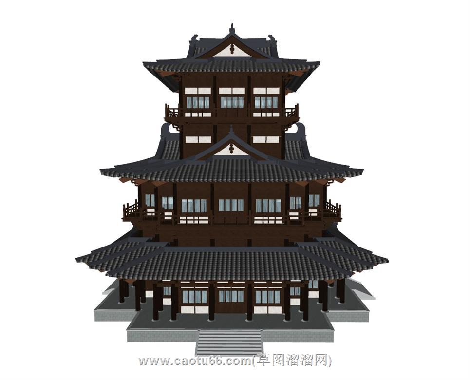 中式古建阁楼SU模型