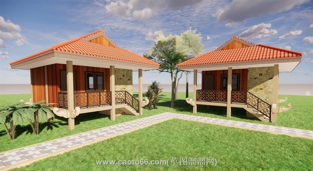 东南亚村舍小屋SU模型