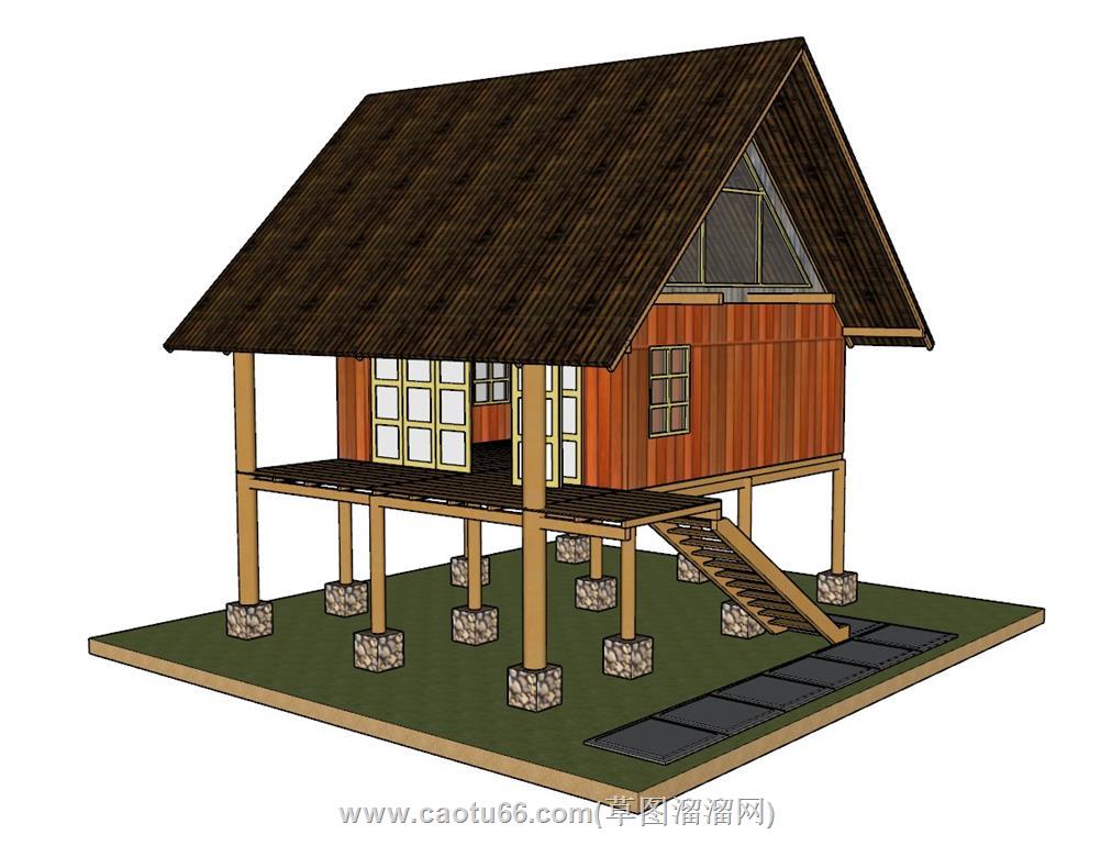 高脚木屋SU模型