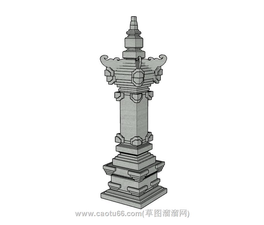 古建石柱SU模型