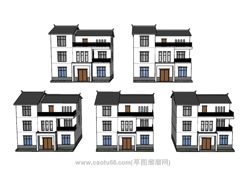 中式民房自建房SU模型