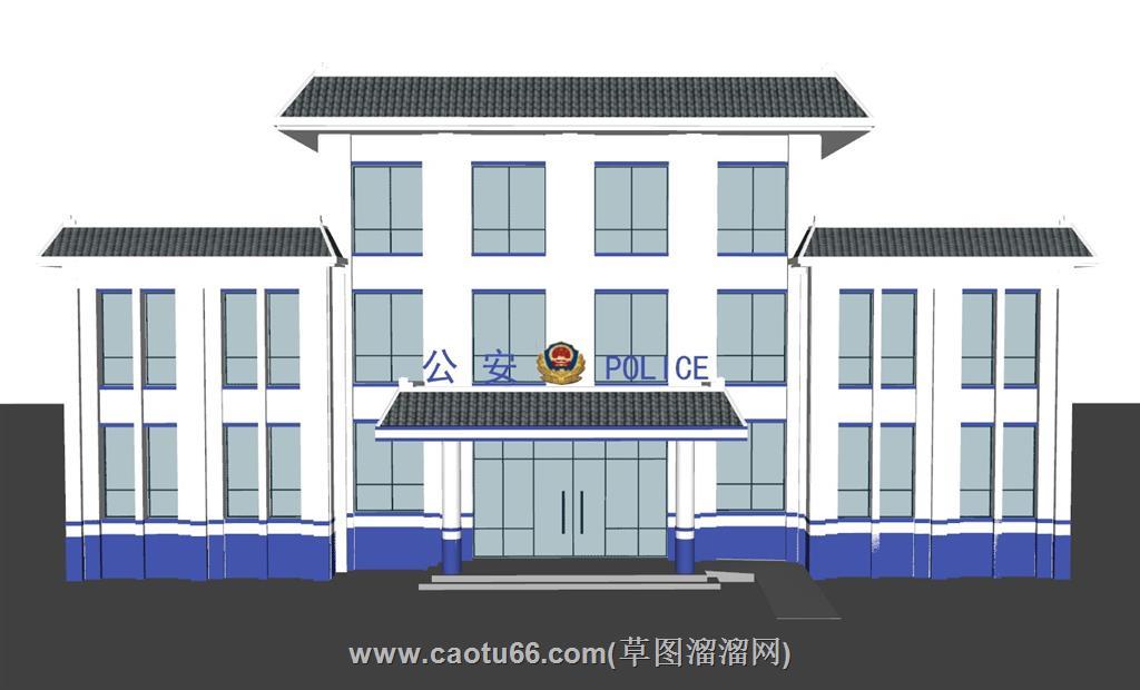 公安警察办公楼SU模型