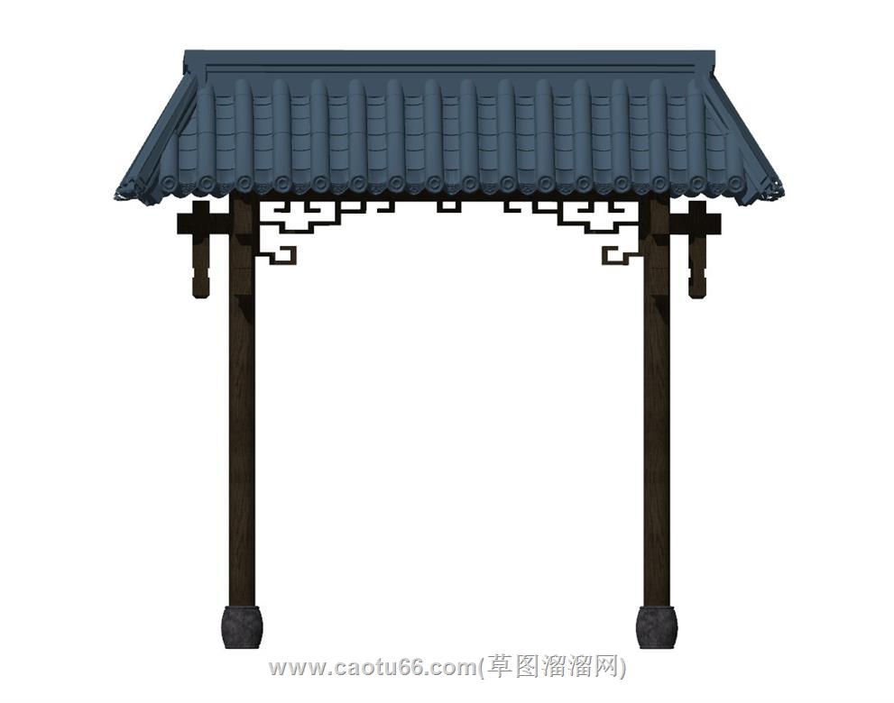 中式屋檐SU模型