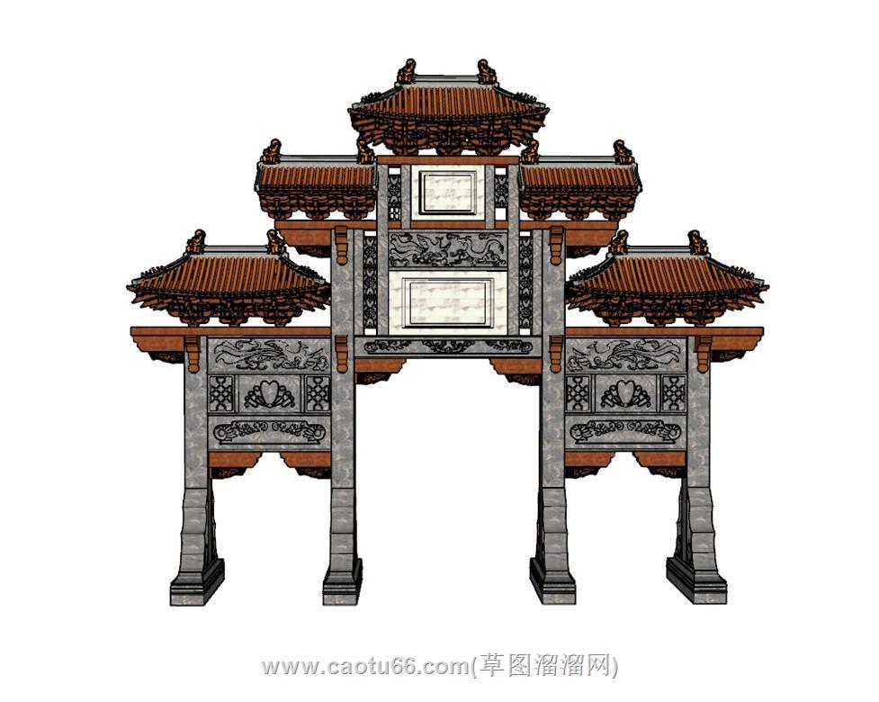 斗拱门楼牌坊SU模型