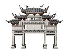 牌坊门楼SU模型