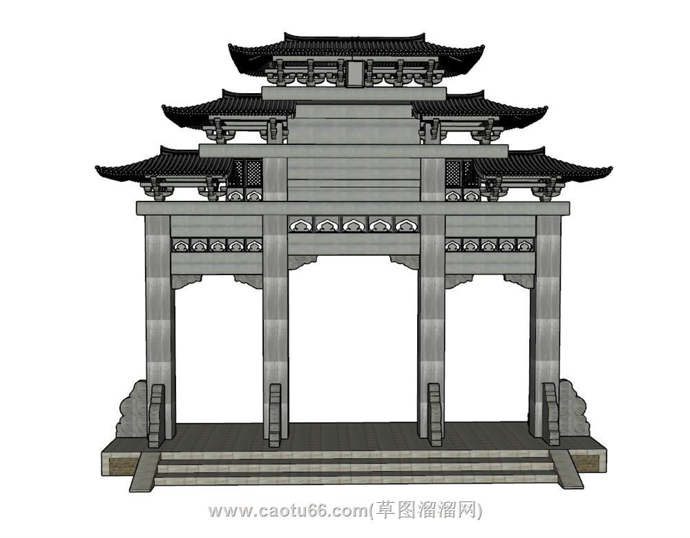 门楼牌坊SU模型