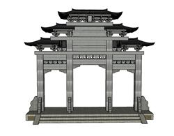 门楼牌坊SU模型