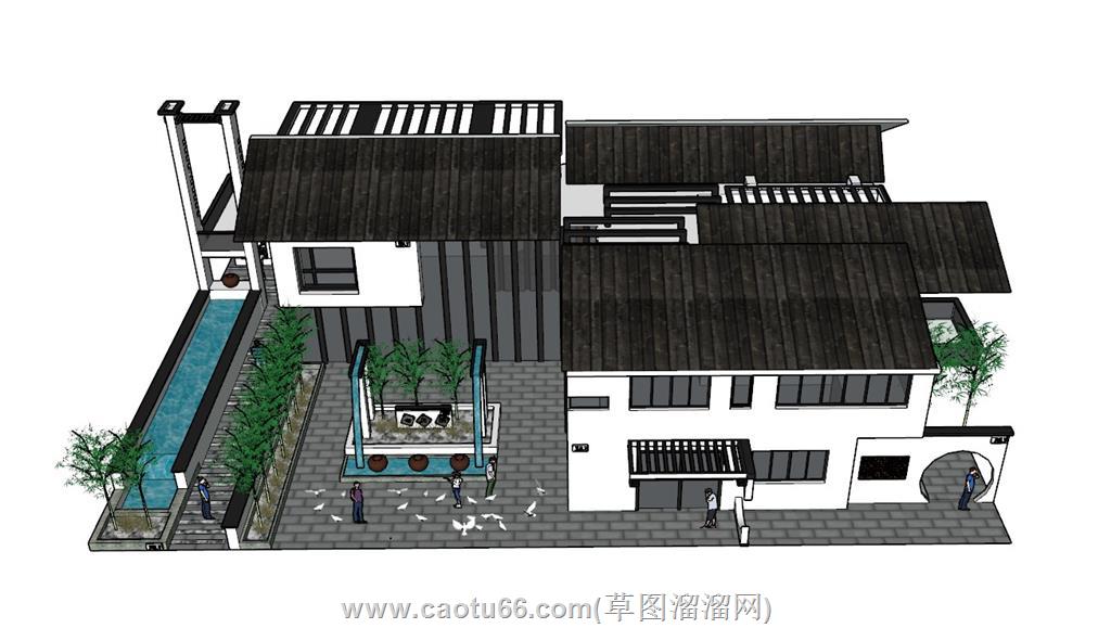 中式博物馆建筑SU模型