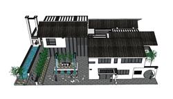 中式博物馆建筑SU模型