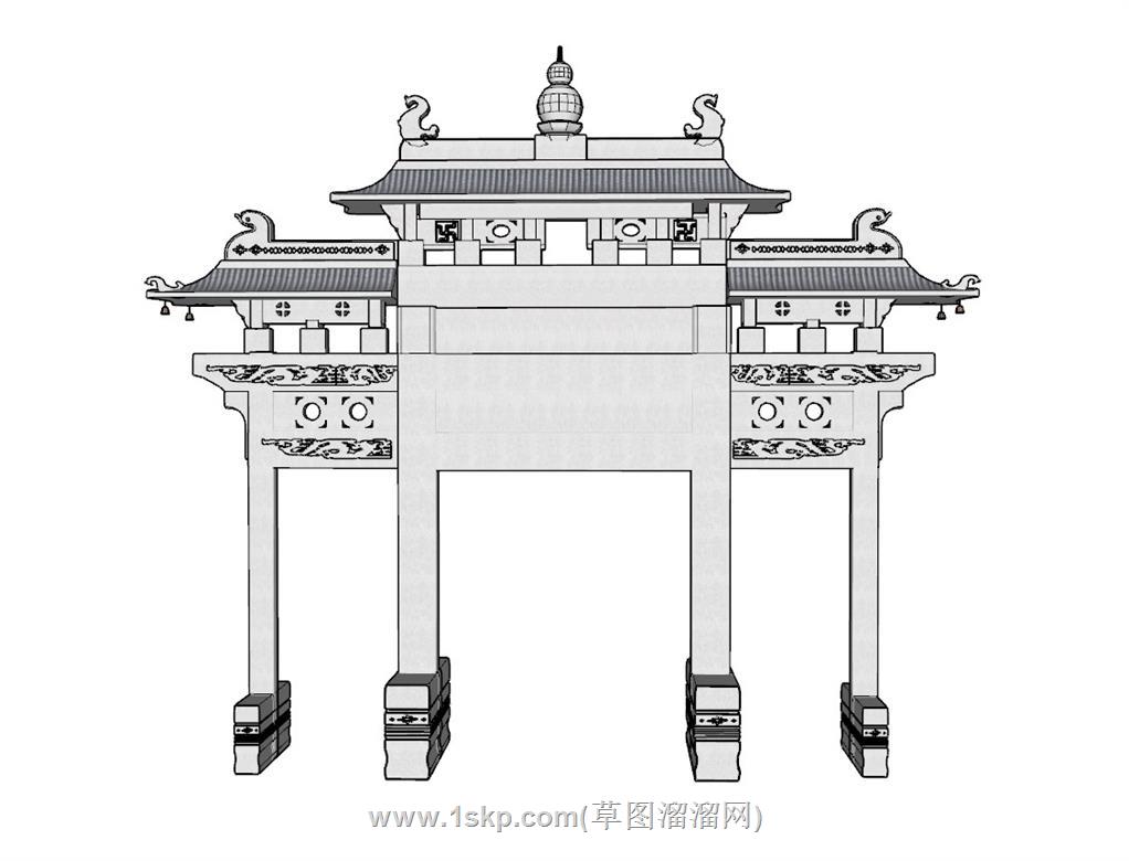 门楼牌坊SU模型