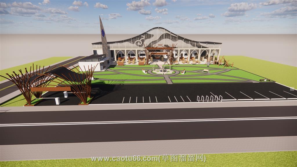 东南亚餐厅建筑SU模型