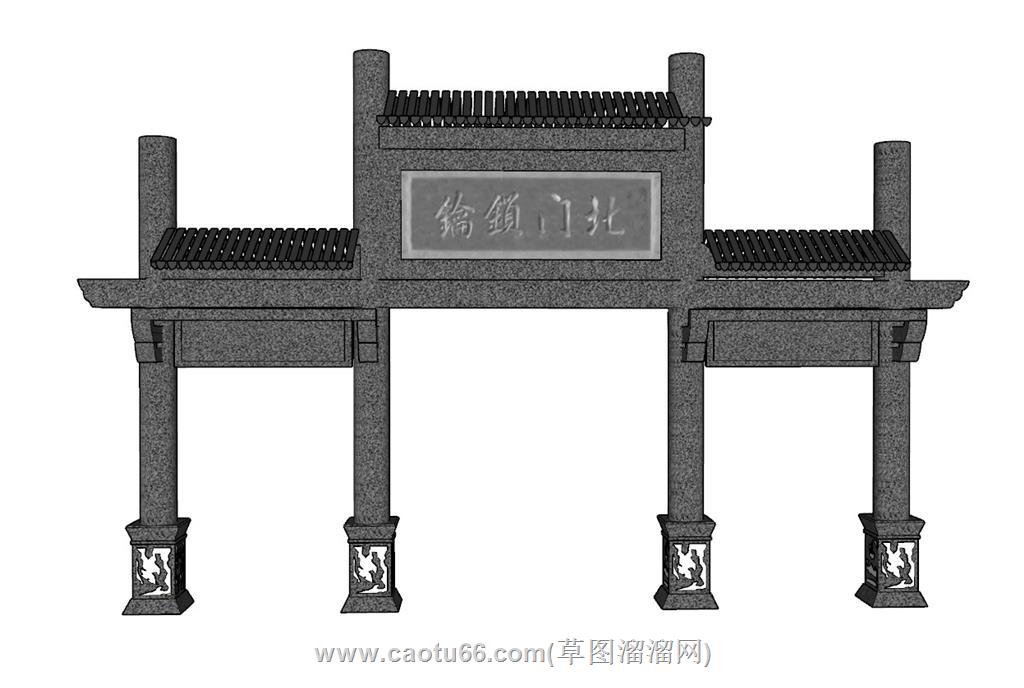 牌坊门楼SU模型