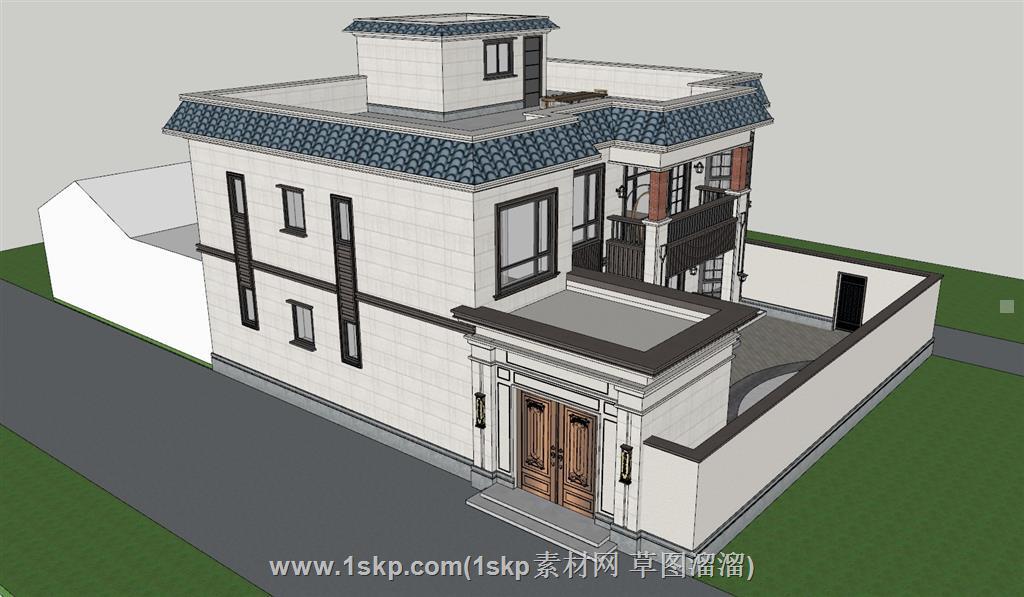 中式乡村自建房SU模型