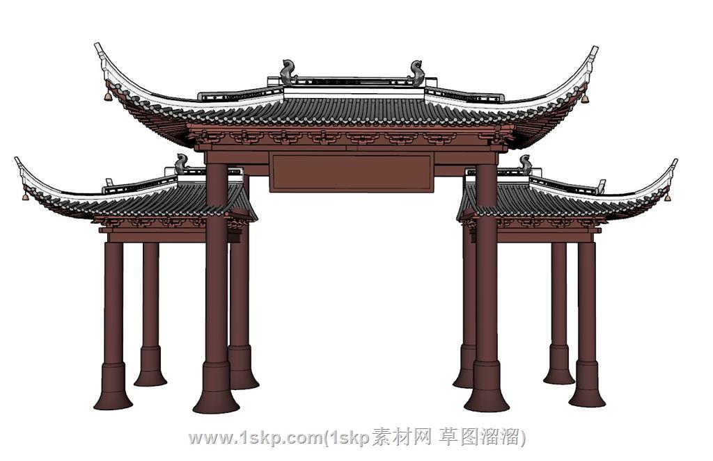 斗拱门楼牌坊SU模型