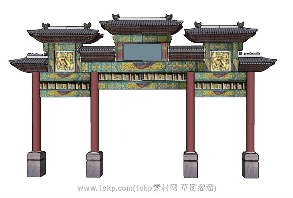 牌坊门楼SU模型