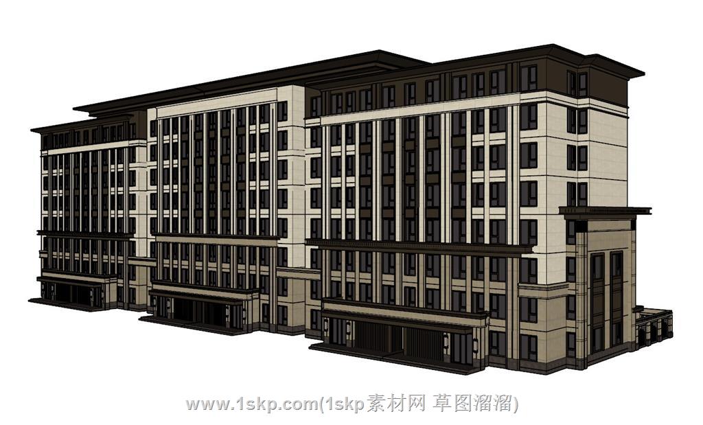 新中式建筑住宅楼SU模型