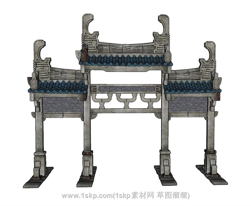 门楼牌坊SU模型