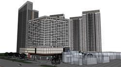 商业综合体住宅楼SU模型