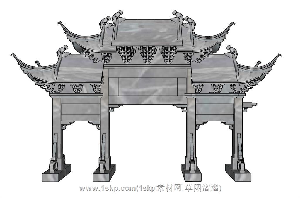 门楼牌坊SU模型
